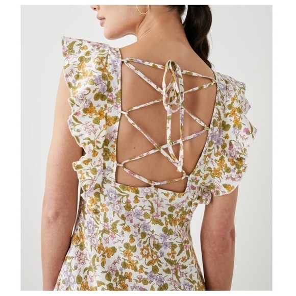 Rails Constance Linen Midi Dress Tansy Size Large Sun Dress Sundress Brunch NWT - Picture 2 of 15